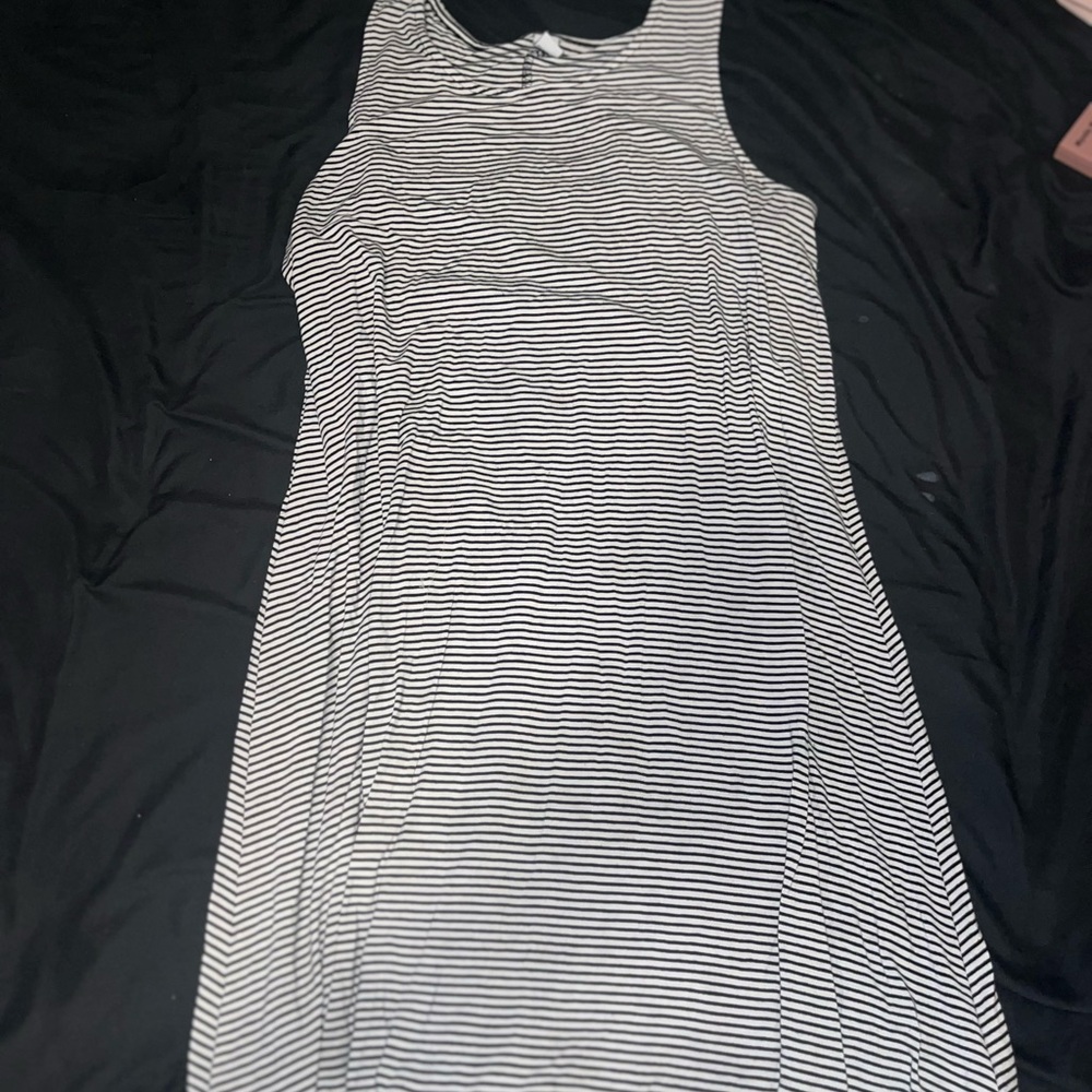 Navy and White Striped Sleeveless Dress